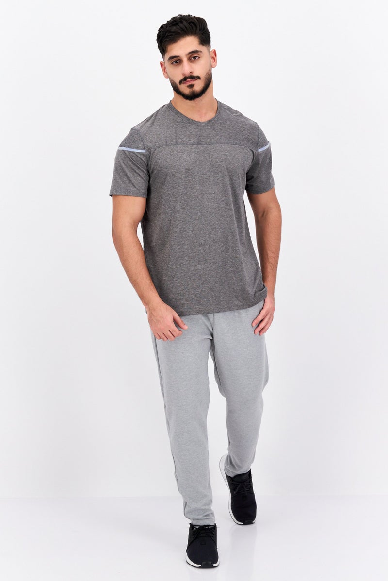 MOTION تي شيرت تدريب قصير الأكمام للرجال، رمادي غامق - Image 4